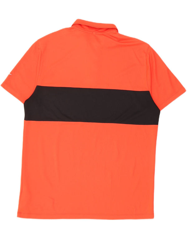 Nike Mens Dri Fit Polo Shirt Large Orange Colourblock Polyester