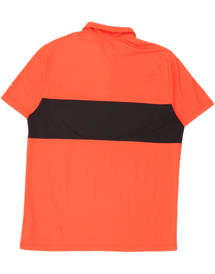 Nike Herre Dri Fit Polo Shirt Large Orange Colourblock Polyester
