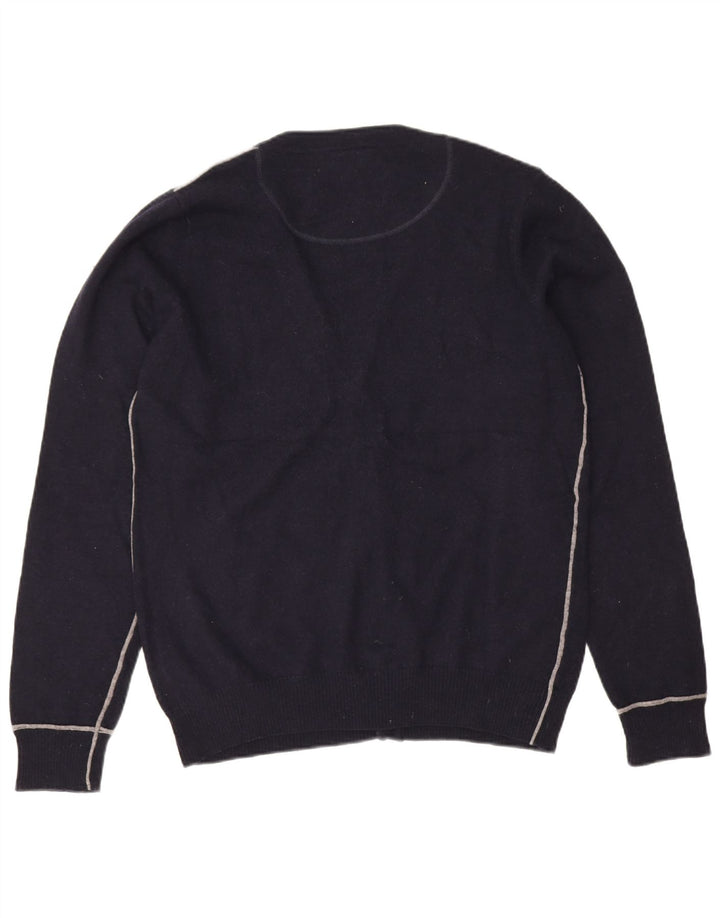 Gianmarco Venturi herre cardigan sweater XL marineblå lammeuld