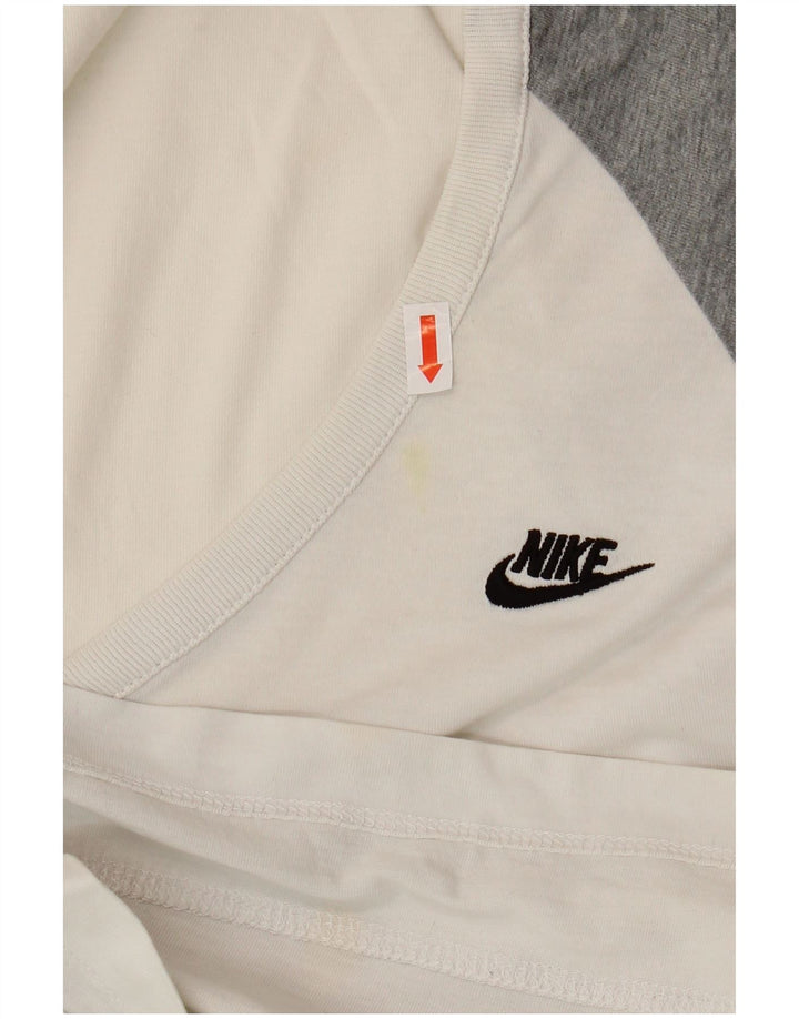 NIKE Womens T-Shirt Top UK 10/12 Medium White Colourblock Cotton