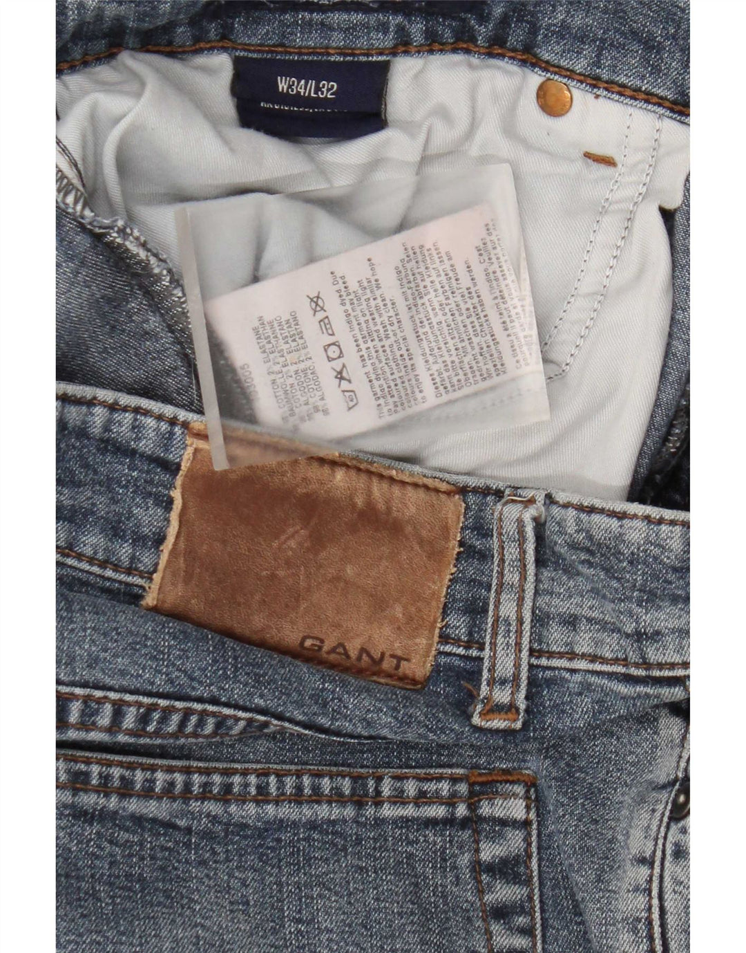 Gant Straight Jeans til mænd W34 L32 blå bomuld