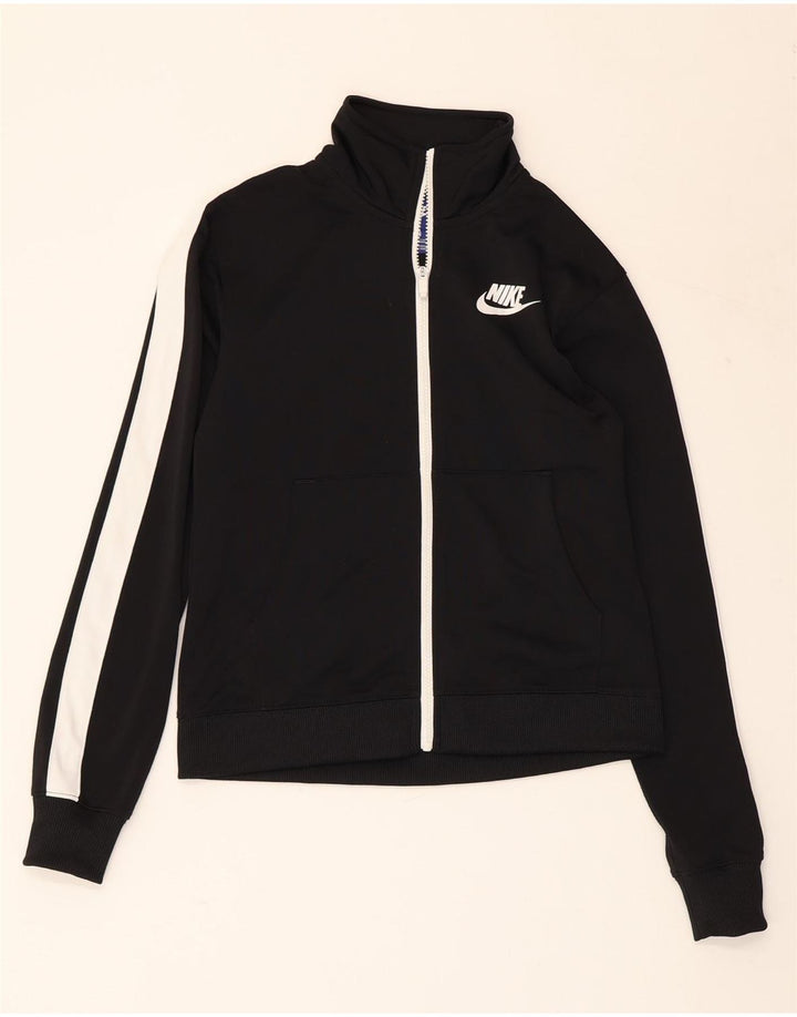 NIKE Womens Tracksuit Top Jacket UK 6 XS Black Colourblock Polyester