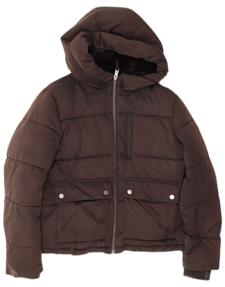 Tommy Hilfiger Womens Crop Oversized polstret jakke UK 6 XS Grå polyamid