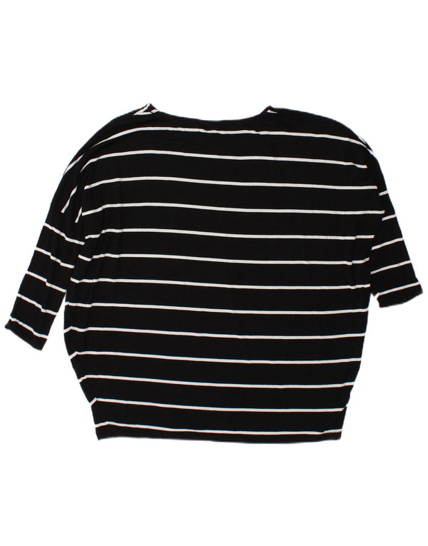 Zara Dame Oversized Top Langærmet UK 10 Lille Sort Stribet Viscose