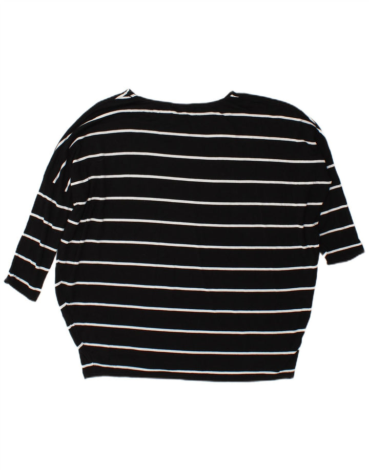 Zara Dame Oversized Top Langærmet UK 10 Lille Sort Stribet Viscose