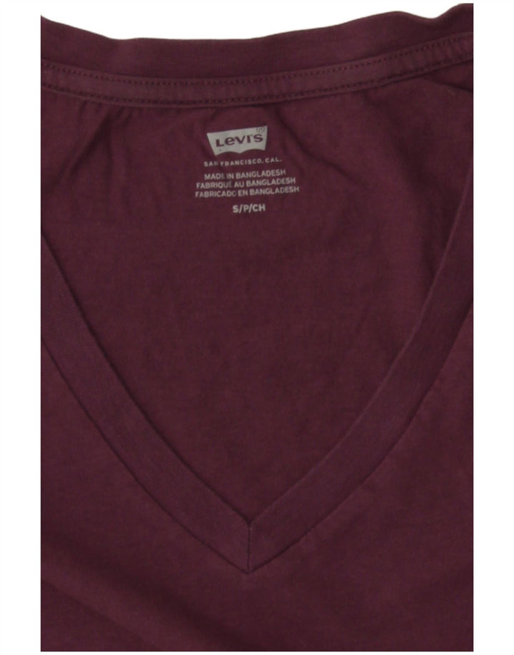 Levi's Dame T-Shirt Top UK 10 Small Burgundy