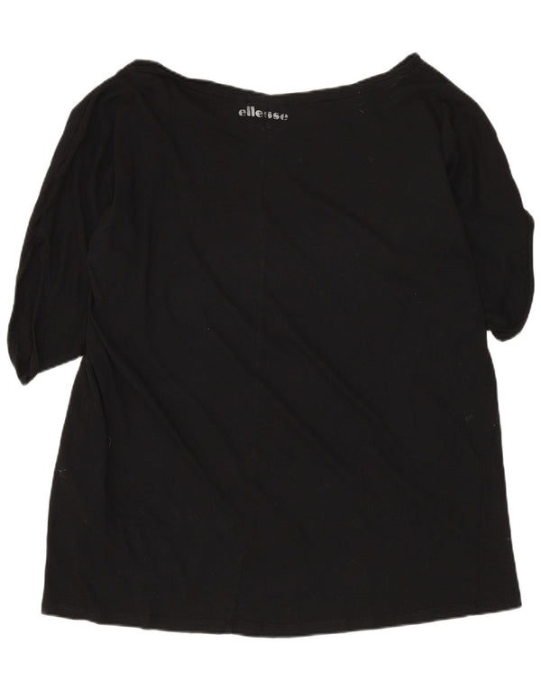ELLESSE Womens Graphic T-Shirt Top UK 20 2XL Black Cotton