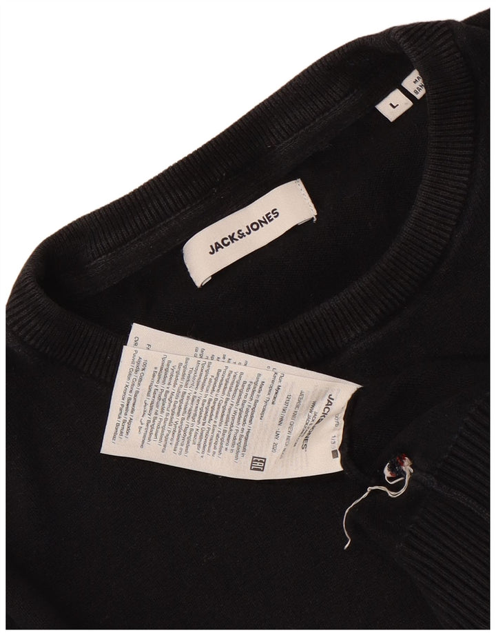 Jack & Jones herre sweater med rund hals, stor sort bomuld