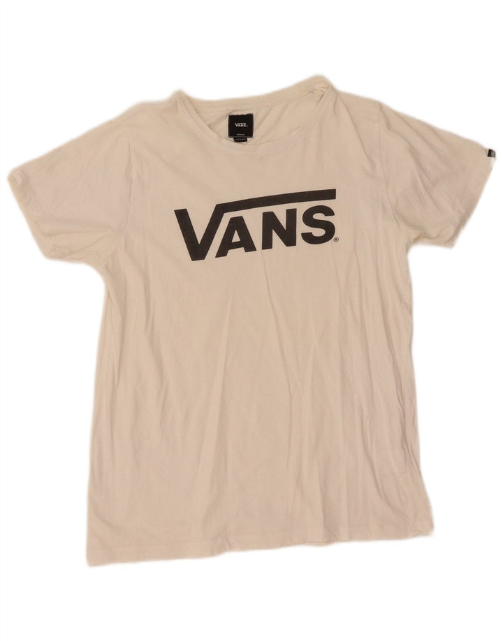 Vans Grafisk T-Shirt Top UK 12 Medium Hvid Bomuld