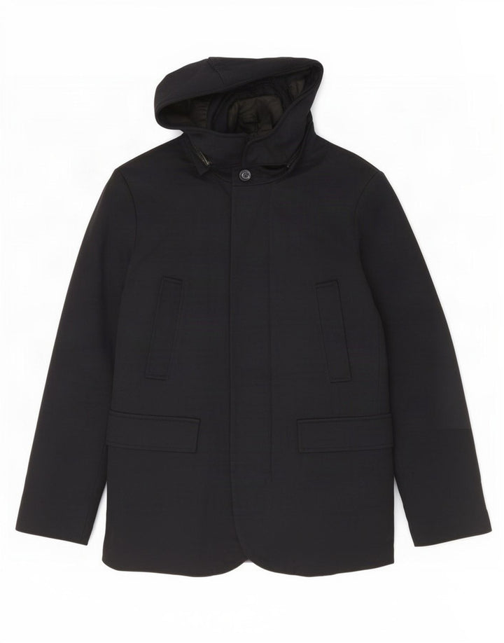 Zara Herre Hooded Utility Jacket UK 38 Medium Navy Blue