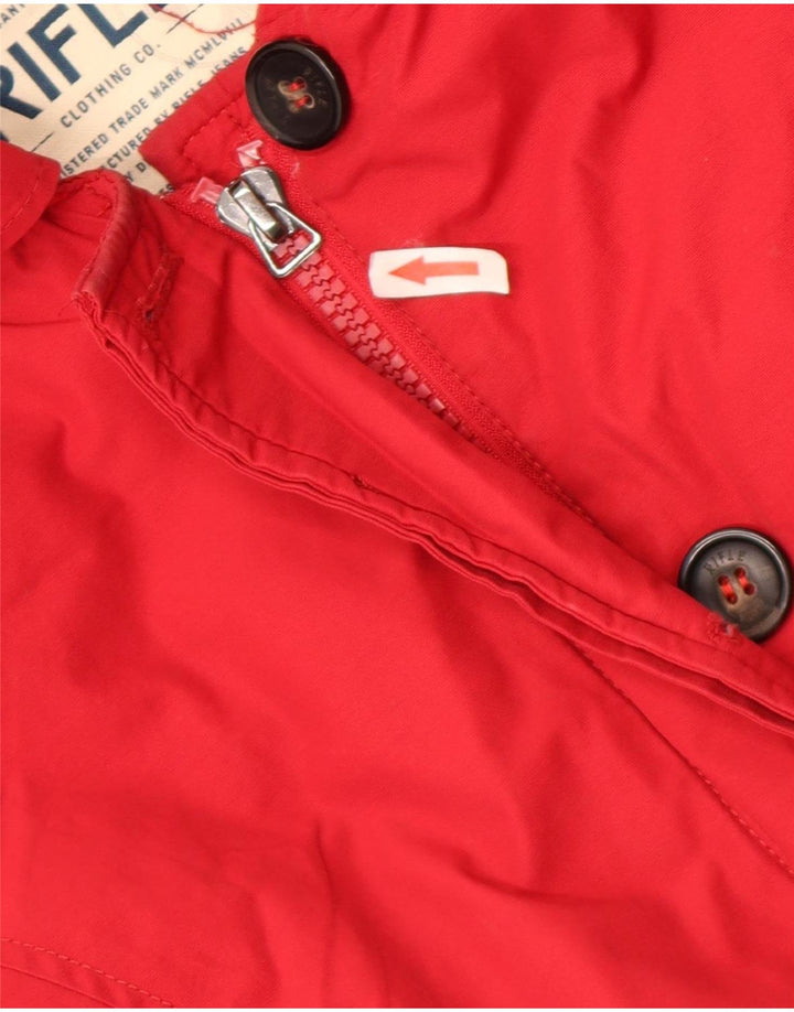 Rifle Dame Hætte Polstret Jakke UK 14 Medium Rød Bomuld