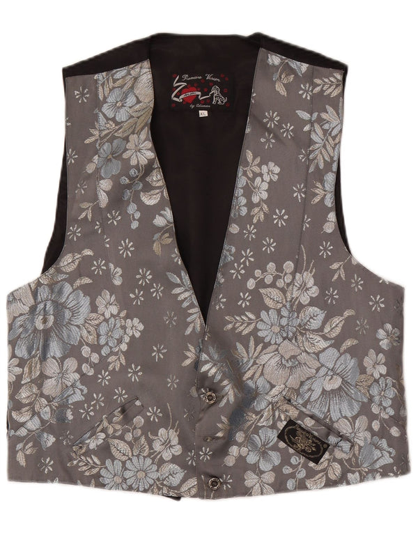 Vintage damevest UK 18 XL Grå blomster