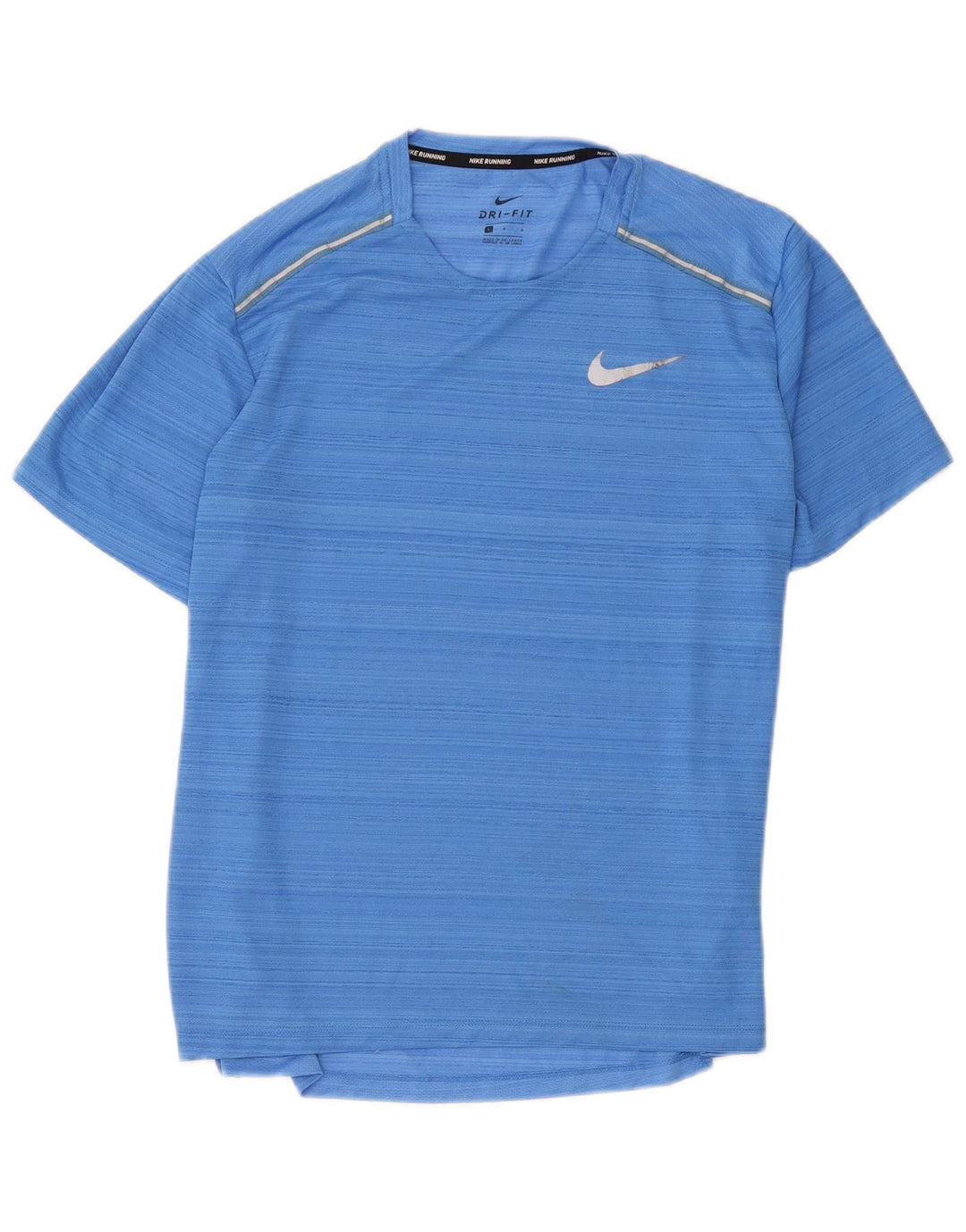 Nike herre Dri Fit T-shirt top stor blå stribet polyester