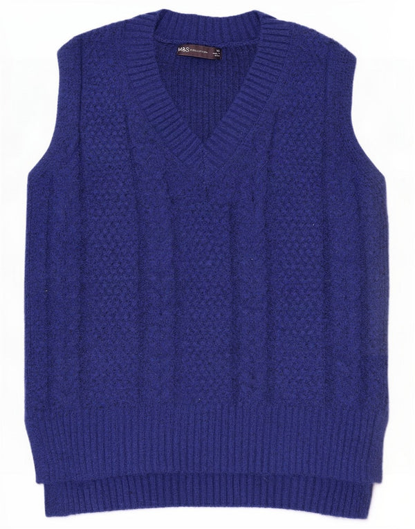 Marks & Spencer Dame Vest Tank Top UK 4 XS Blue Flecked Polyester