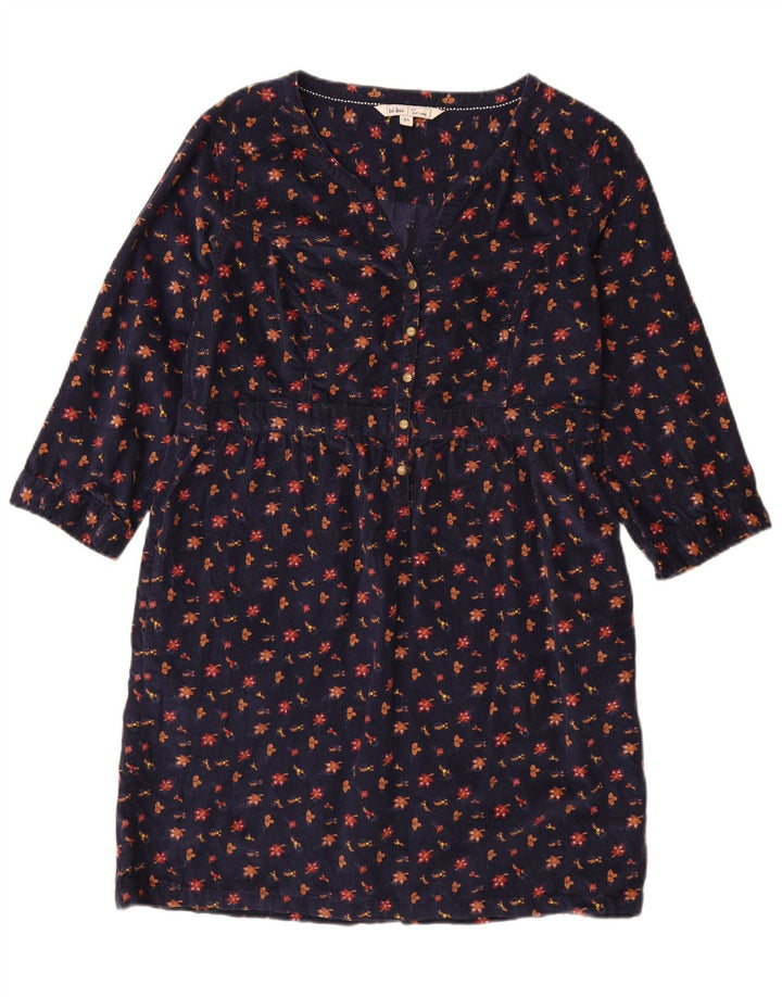 Fat Face Dame 3/4 Ærm Shift Dress UK 14 Medium Navy Blue Floral