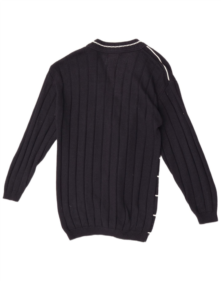 Claude De Pierre Dame Cardigan Sweater UK 14 Medium Navy Blue Geometric