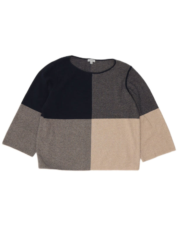 Jigsaw Womens Top 3/4 ærmet UK 14 Medium Grey Colourblock Polyester