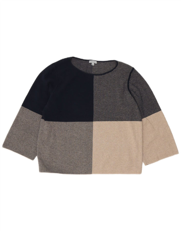 Jigsaw Womens Top 3/4 ærmet UK 14 Medium Grey Colourblock Polyester