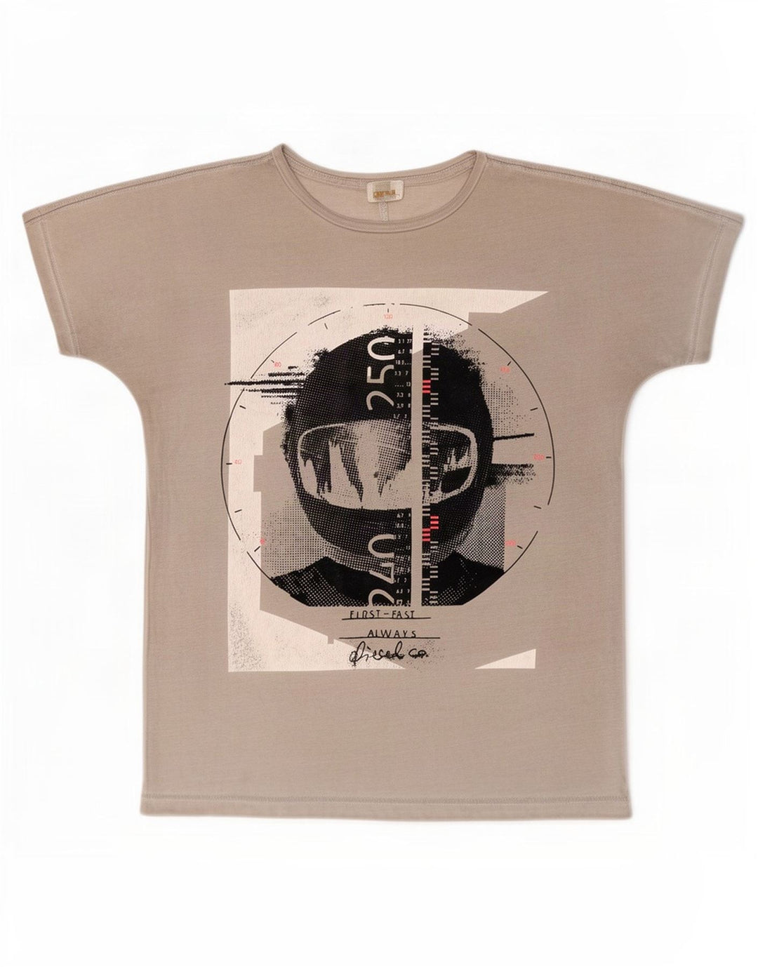 Diesel Herre Grafisk T-Shirt Top Stor Grå Bomuld