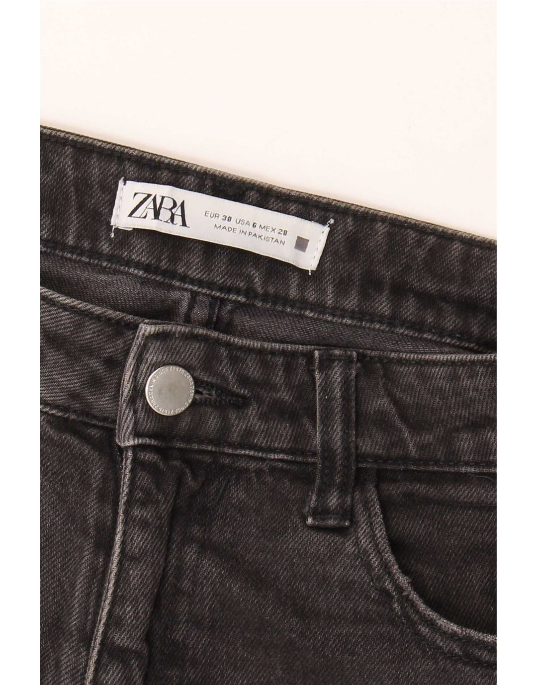Zara Dame Jeans med høj talje EU 38 Small W28 L27 Grå