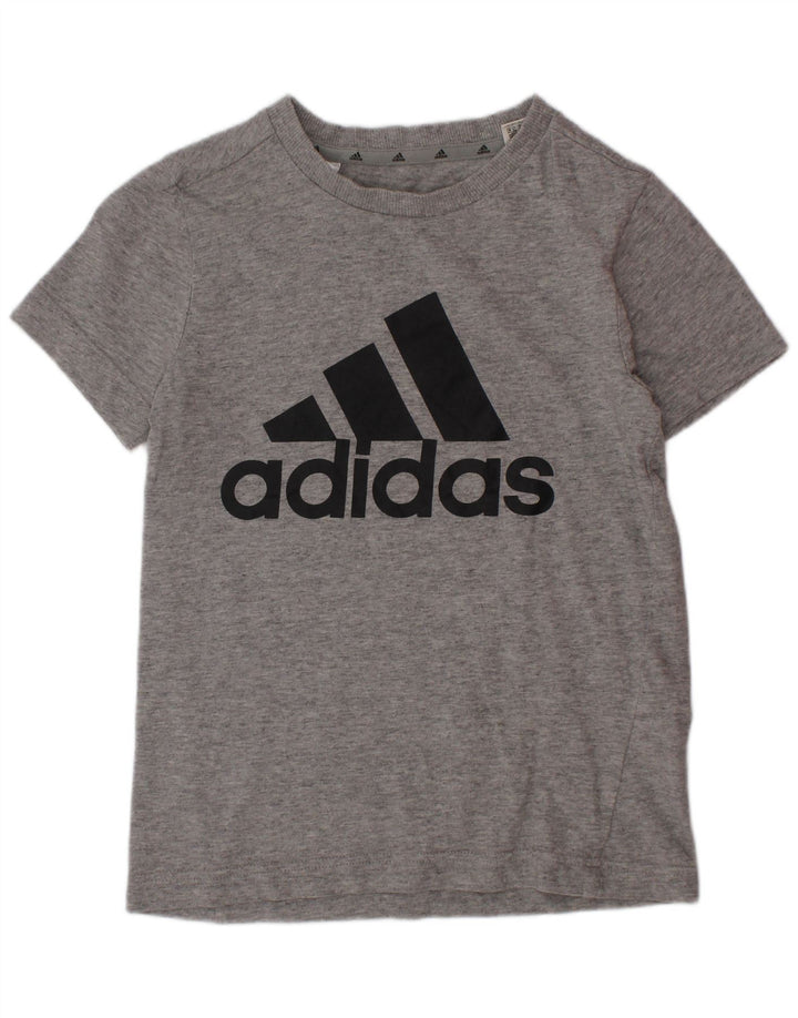 ADIDAS drenge grafisk t-shirt top 7-8 år grå bomuld