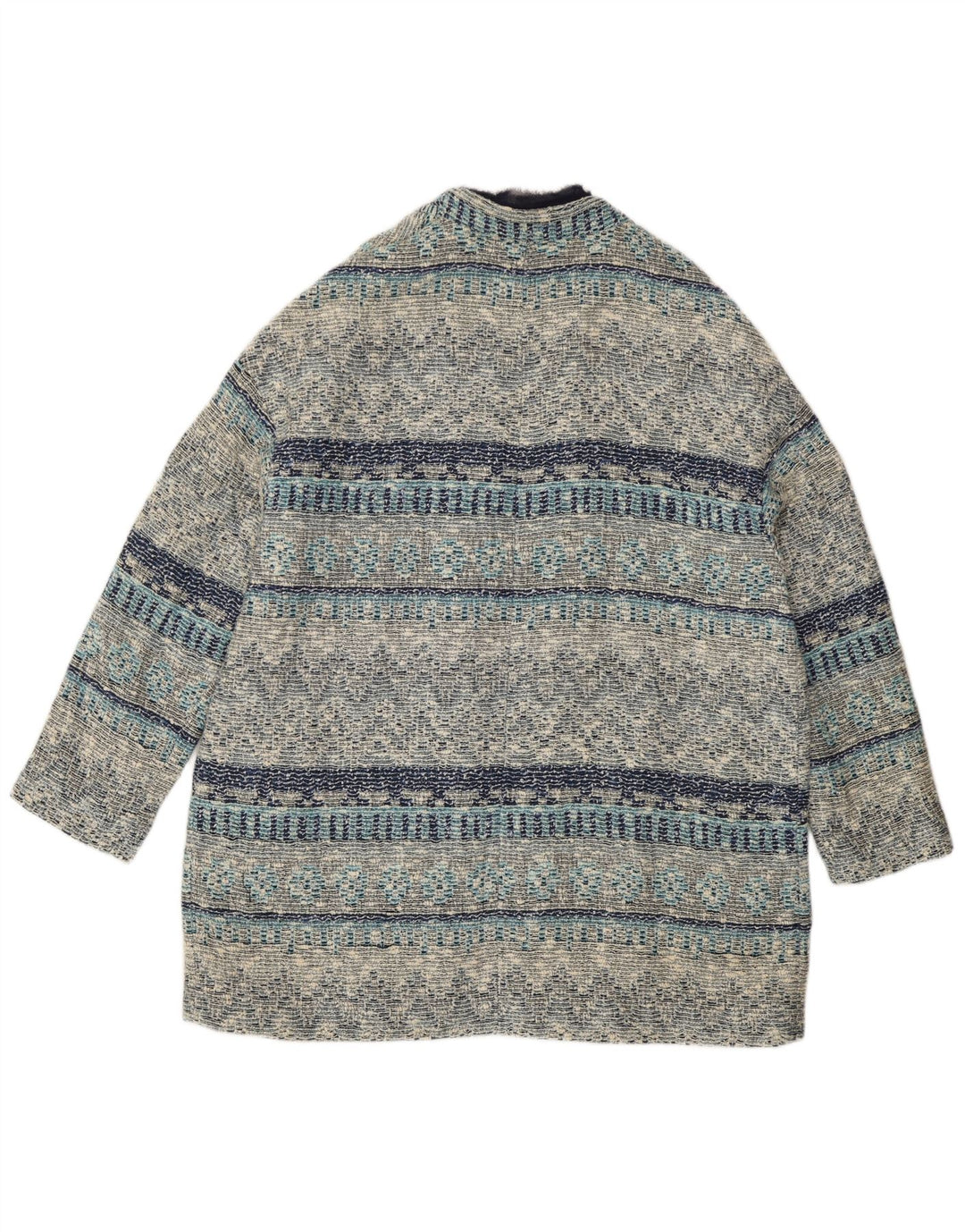 Zara Dame Åben Overfrakke UK 12 Medium Blå Stribet