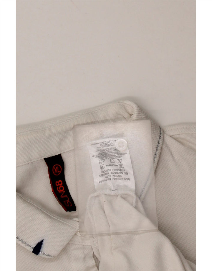 SUN68 Dame Polo Shirt UK 18 XL Hvid Bomuld