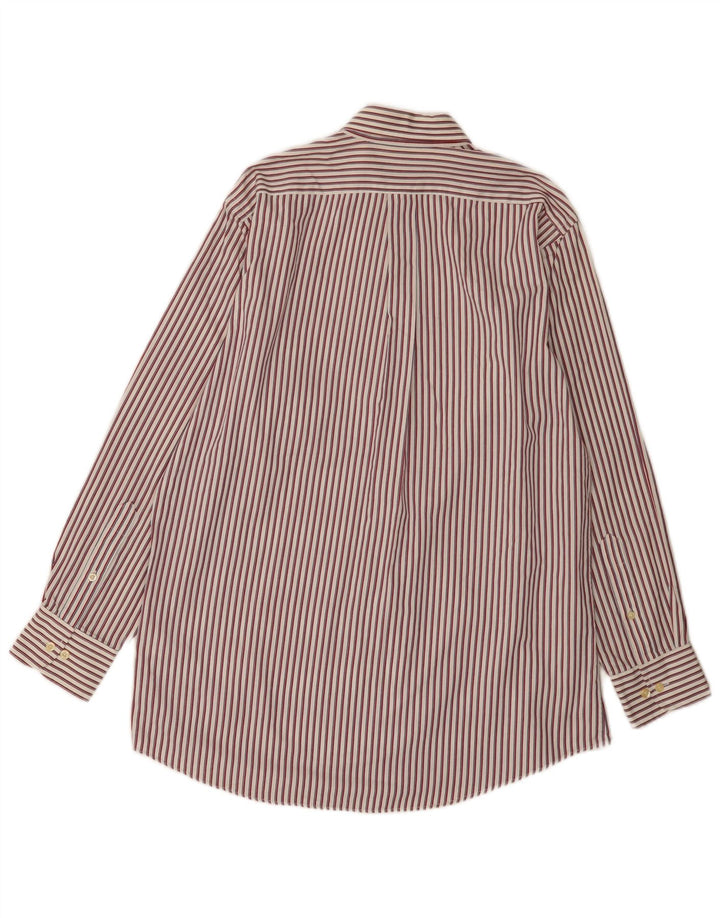 Chaps Herre Flanelskjorte Størrelse 15 1/2 Medium Rød Nålestribet Bomuld