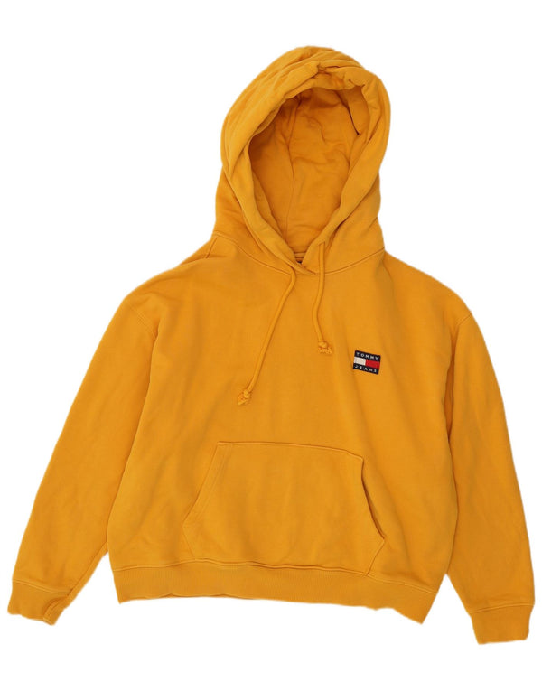 TOMMY HILFIGER Dame Crop Oversized hættetrøje trøje UK 16 Large Yellow