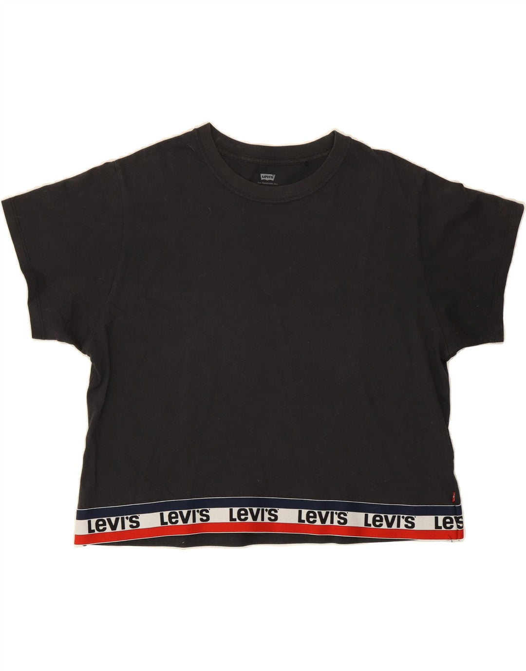 LEVI'S Womens Graphic T-Shirt Top UK 14 Medium Black Cotton Vintage Levi's and Second-Hand Levi's from Messina Hembry 