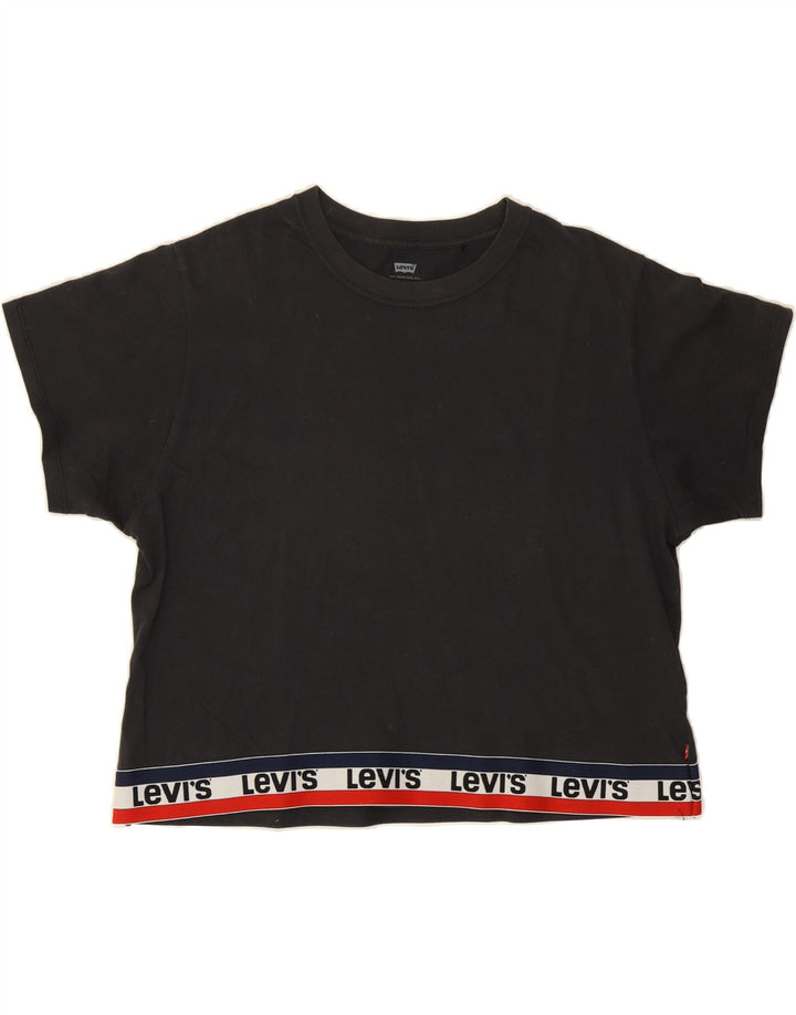 LEVI'S Womens Graphic T-Shirt Top UK 14 Medium Black Cotton Vintage Levi's and Second-Hand Levi's from Messina Hembry 