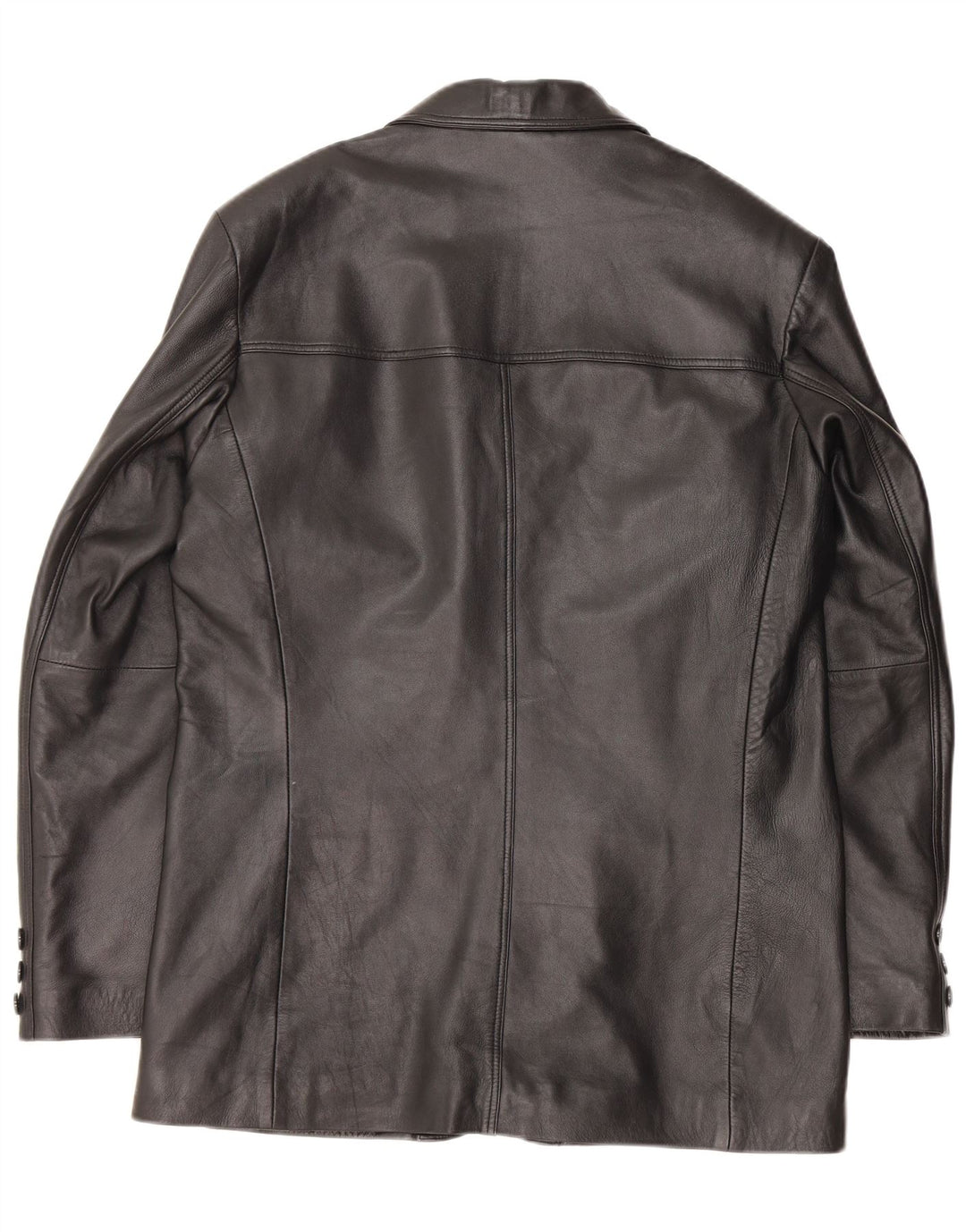 ROUTE 66 Herre 3-knaps læder blazerjakke UK 38 medium sort læder