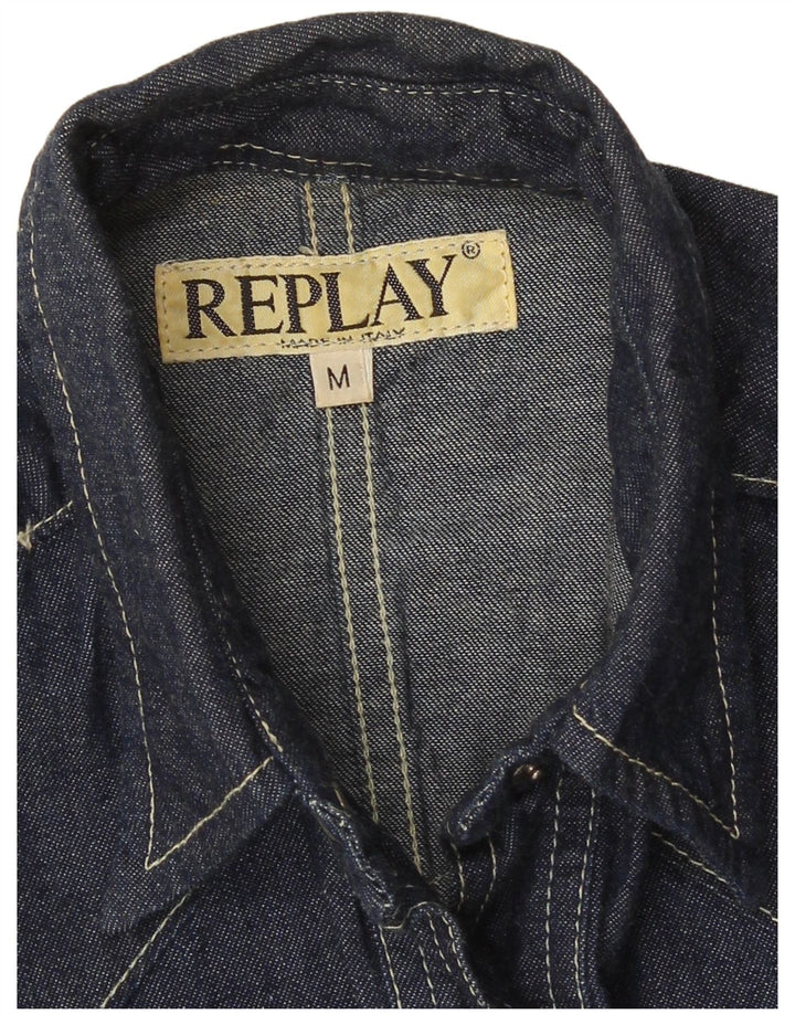 REPLAY Dame Denim Shirt UK 12 Medium Navy Blue