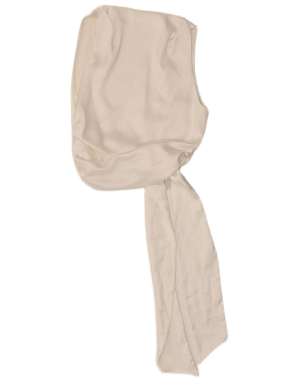 Zara Womens Sleeveless Front Tie Crop Top UK 8 Small Off White