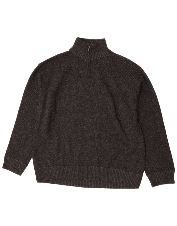 Marks & Spencer Herre sweater med lynlåshals XL Grå lammeuld