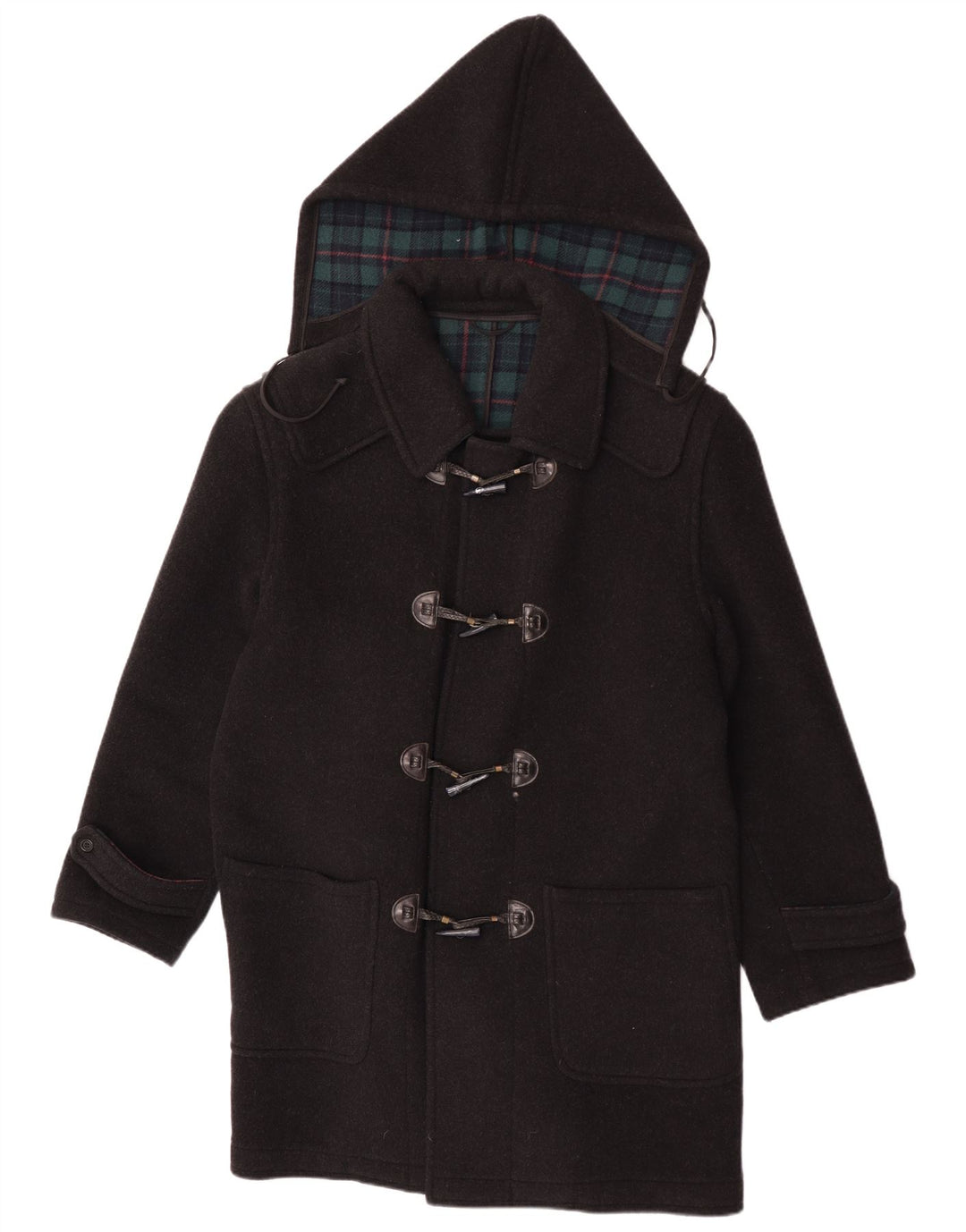 Pierre Cardin Herre Hooded Duffel Coat IT 48 Medium Black Check Wool