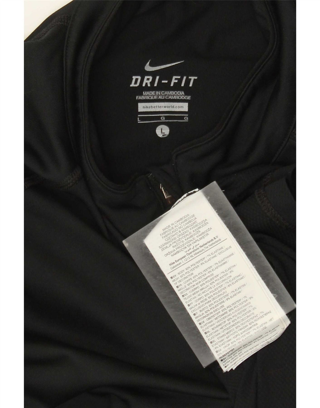 Nike Dame Dri Fit T-shirt med lynlås hals DK 14 Stor sort polyester