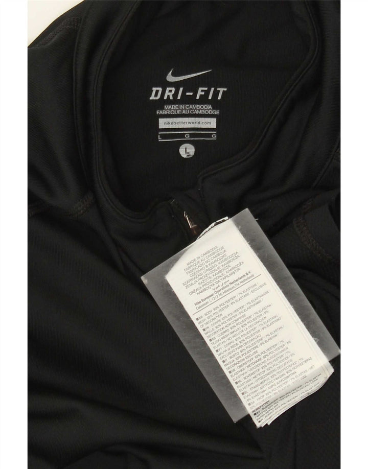 Nike Dame Dri Fit T-shirt med lynlås hals DK 14 Stor sort polyester