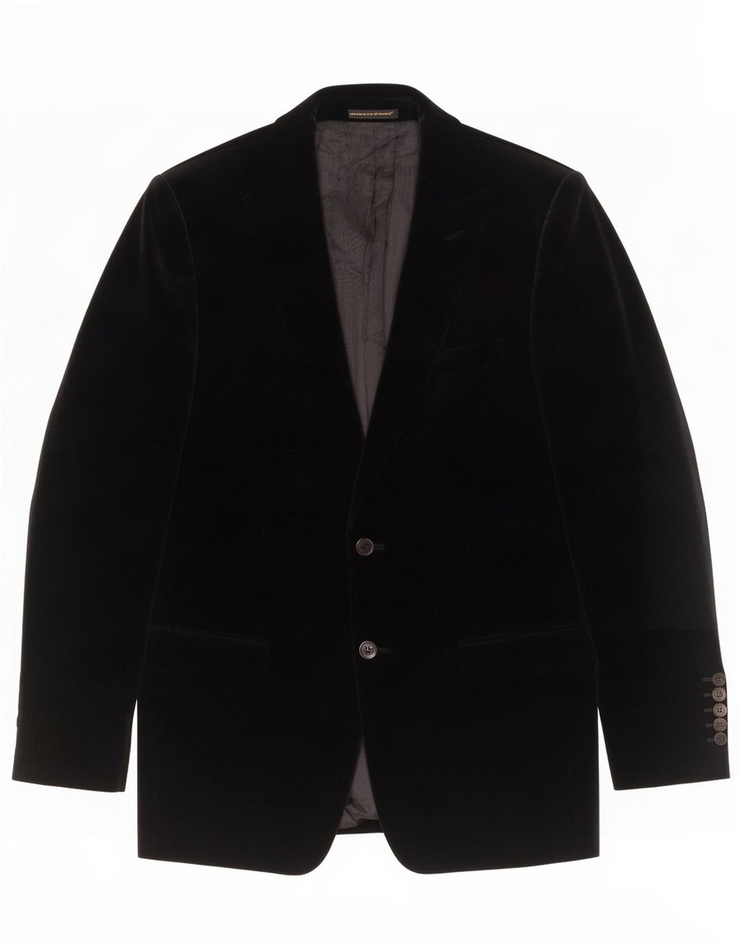 Zara Herre 2-knaps Velour Blazer Jakke EU 50 Medium Sort Bomuld