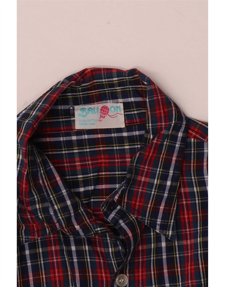 Balloon Herreskjorte Medium Navyblå Plaid Bomuld Klassisk