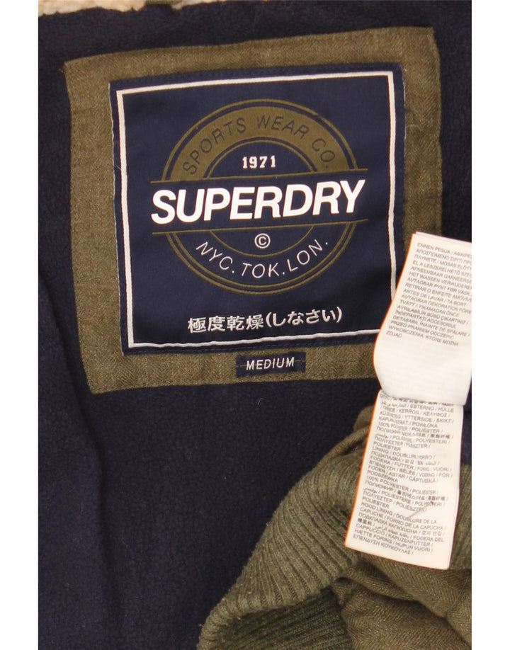 Superdry Dame Hætte Duffel Polstret Jakke UK 14 Medium Khaki Winter