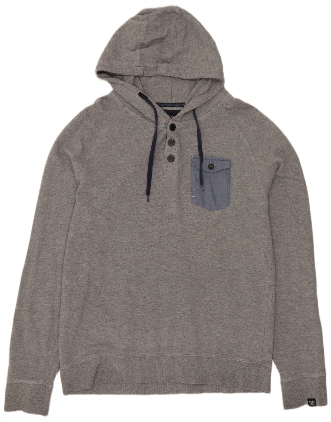 JACK & JONES Herre Knaphals Hættetrøje XL Grå Bomuld