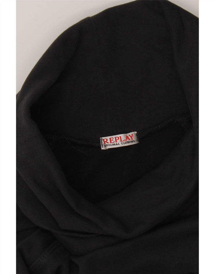 Replay Womens Graphic Sweatshirt Jumper Dress UK 12 Medium Black