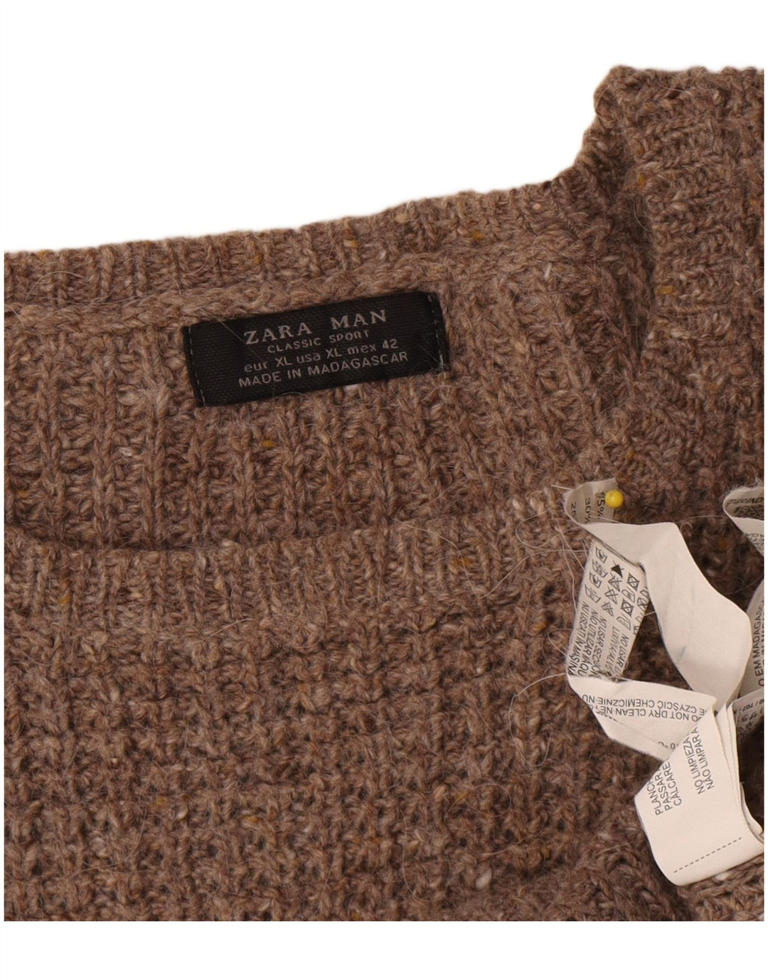 Zara Herre sweater med rund hals XL brun uld