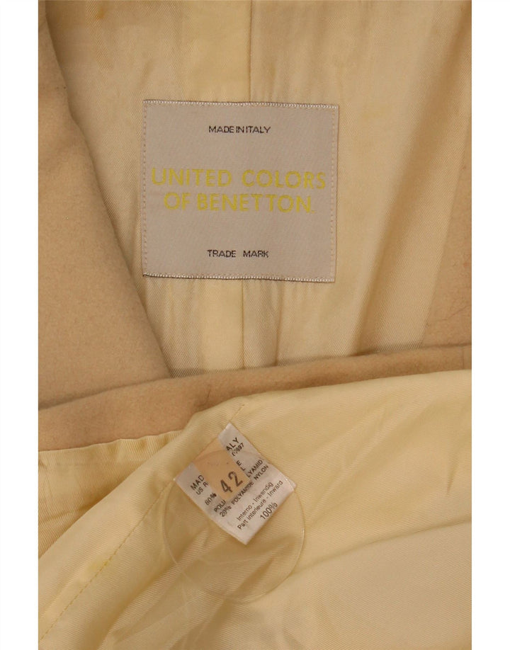 Benetton Dame Loose Fit Overfrakke IT 42 Medium Beige Uld