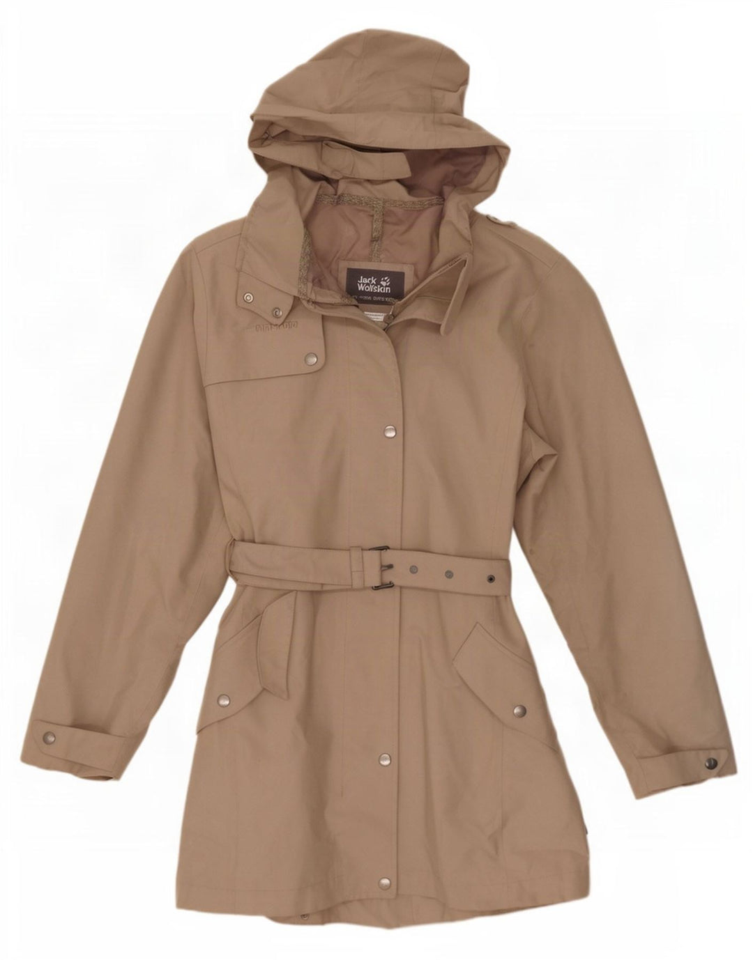 Jack Wolfskin Trench Coat med hætte til kvinder UK 8/10 Lille beige polyester