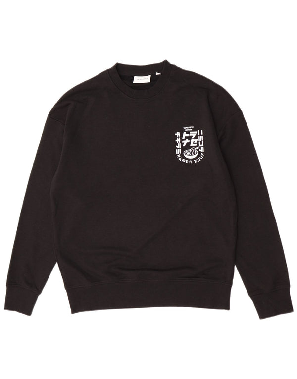 Jack & Jones Herre grafisk sweatshirt Jumper Medium Sort Bomuld
