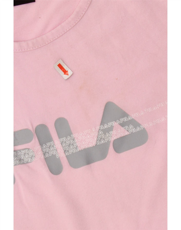 FILA Womens Crop Graphic T-Shirt Top UK 10 Small Pink