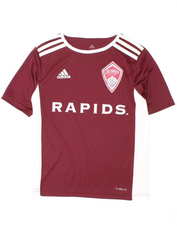 Adidas Boys Colorado Rapids Grafisk T-Shirt Top 9-10 år Lille Bourgogne