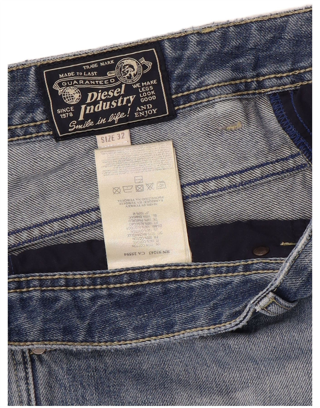 Diesel Herre Distressed Denim Shorts W32 Medium Blue Cotton